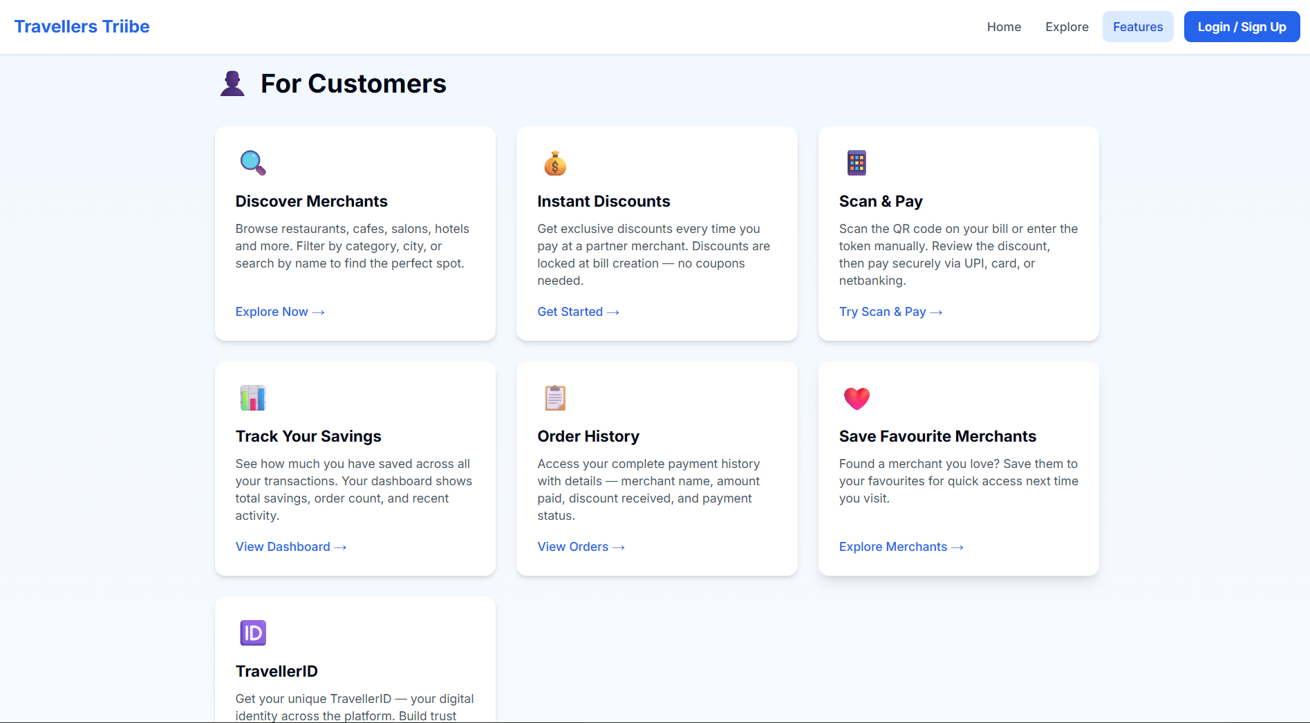 Customer Features — Discover, Scan & Pay, Track Savings